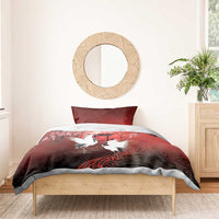 Hawaii and Japan Together Bedding Set Polynesian Art Tattoo With Cranes And Sakura LT05 - Polynesian Pride