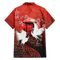 Hawaii and Japan Together Family Matching Tank Maxi Dress and Hawaiian Shirt Polynesian Art Tattoo With Cranes And Sakura LT05 - Polynesian Pride