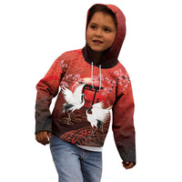 Hawaii and Japan Together Kid Hoodie Polynesian Art Tattoo With Cranes And Sakura LT05 - Polynesian Pride