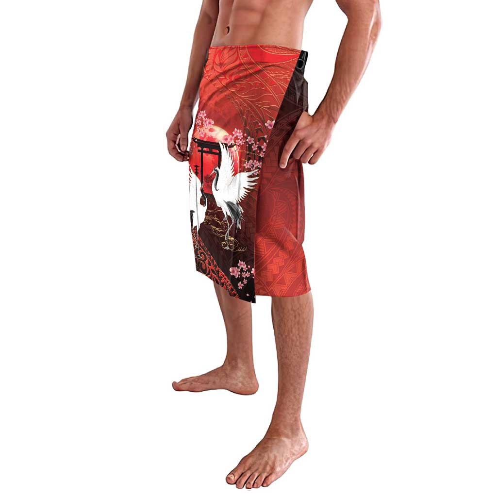 Hawaii and Japan Together Lavalava Polynesian Art Tattoo With Cranes And Sakura LT05 - Polynesian Pride