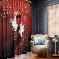 Hawaii and Japan Together Window Curtain Polynesian Art Tattoo With Cranes And Sakura LT05 - Polynesian Pride