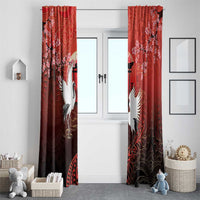 Hawaii and Japan Together Window Curtain Polynesian Art Tattoo With Cranes And Sakura LT05 - Polynesian Pride
