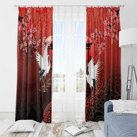 Hawaii and Japan Together Window Curtain Polynesian Art Tattoo With Cranes And Sakura LT05 - Polynesian Pride