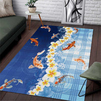 Hawaii And Japan Area Rug Plumeria Lei With Koi Fish Blue LT05 Blue - Polynesian Pride