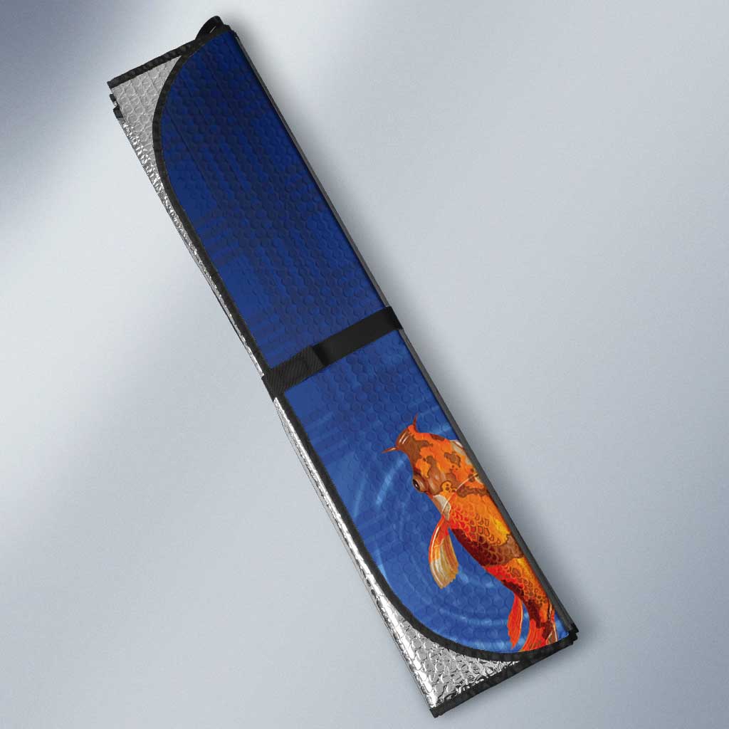 Hawaii And Japan Auto Sun Shade Plumeria Lei With Koi Fish Blue LT05 - Polynesian Pride