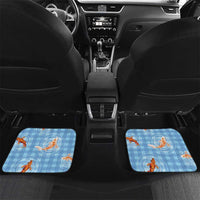 Hawaii And Japan Car Mats Plumeria Lei With Koi Fish Blue LT05 Set 2pcs - Back Blue - Polynesian Pride