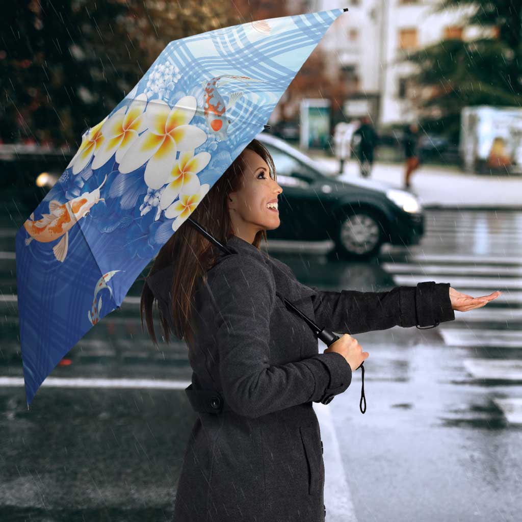 Hawaii And Japan Umbrella Plumeria Lei With Koi Fish Blue - Polynesian Pride