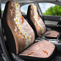 Hawaii And Japan Car Seat Cover Plumeria Lei With Koi Fish Beige LT05 - Polynesian Pride