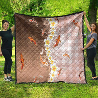 Hawaii And Japan Quilt Plumeria Lei With Koi Fish Beige LT05 - Polynesian Pride