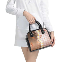 Hawaii And Japan Shoulder Handbag Plumeria Lei With Koi Fish Beige LT05 - Polynesian Pride