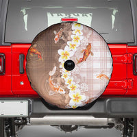 Hawaii And Japan Spare Tire Cover Plumeria Lei With Koi Fish Beige LT05 - Polynesian Pride