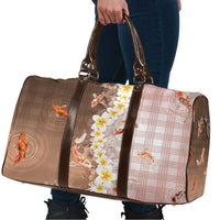 Hawaii And Japan Travel Bag Plumeria Lei With Koi Fish Beige LT05 - Polynesian Pride
