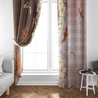 Hawaii And Japan Window Curtain Plumeria Lei With Koi Fish Beige LT05 - Polynesian Pride