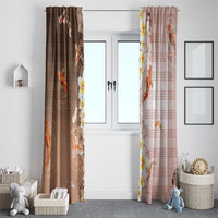 Hawaii And Japan Window Curtain Plumeria Lei With Koi Fish Beige LT05 - Polynesian Pride