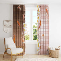 Hawaii And Japan Window Curtain Plumeria Lei With Koi Fish Beige LT05 - Polynesian Pride