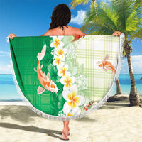 Hawaii And Japan Beach Blanket Plumeria Lei With Koi Fish Green LT05 - Polynesian Pride