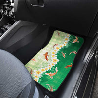 Hawaii And Japan Car Mats Plumeria Lei With Koi Fish Green LT05 - Polynesian Pride