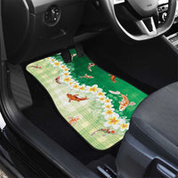 Hawaii And Japan Car Mats Plumeria Lei With Koi Fish Green LT05 - Polynesian Pride