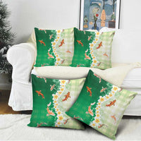 Hawaii And Japan Pillow Cover Plumeria Lei With Koi Fish Green LT05 - Polynesian Pride