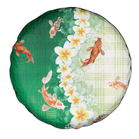 Hawaii And Japan Spare Tire Cover Plumeria Lei With Koi Fish Green LT05 - Polynesian Pride