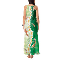 Hawaii And Japan Tank Maxi Dress Plumeria Lei With Koi Fish Green LT05 - Polynesian Pride