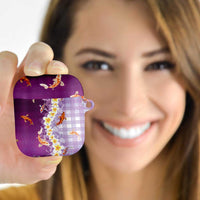 Hawaii And Japan AirPods Case Plumeria Lei With Koi Fish Purple - Polynesian Pride