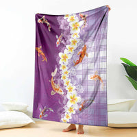 Hawaii And Japan Blanket Plumeria Lei With Koi Fish Purple LT05 - Polynesian Pride
