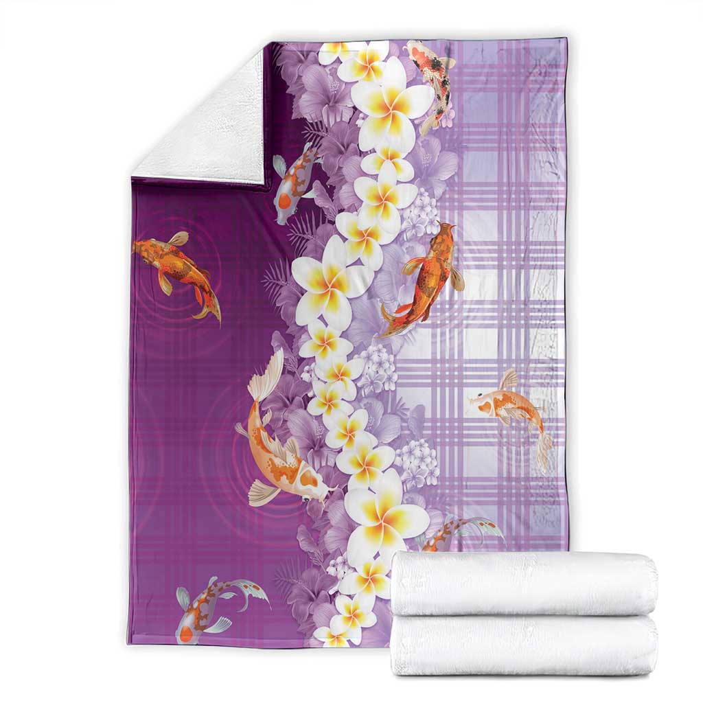 Hawaii And Japan Blanket Plumeria Lei With Koi Fish Purple LT05 - Polynesian Pride