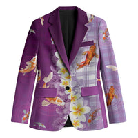 Hawaii And Japan Blazer Plumeria Lei With Koi Fish Purple LT05 Unisex Purple - Polynesian Pride
