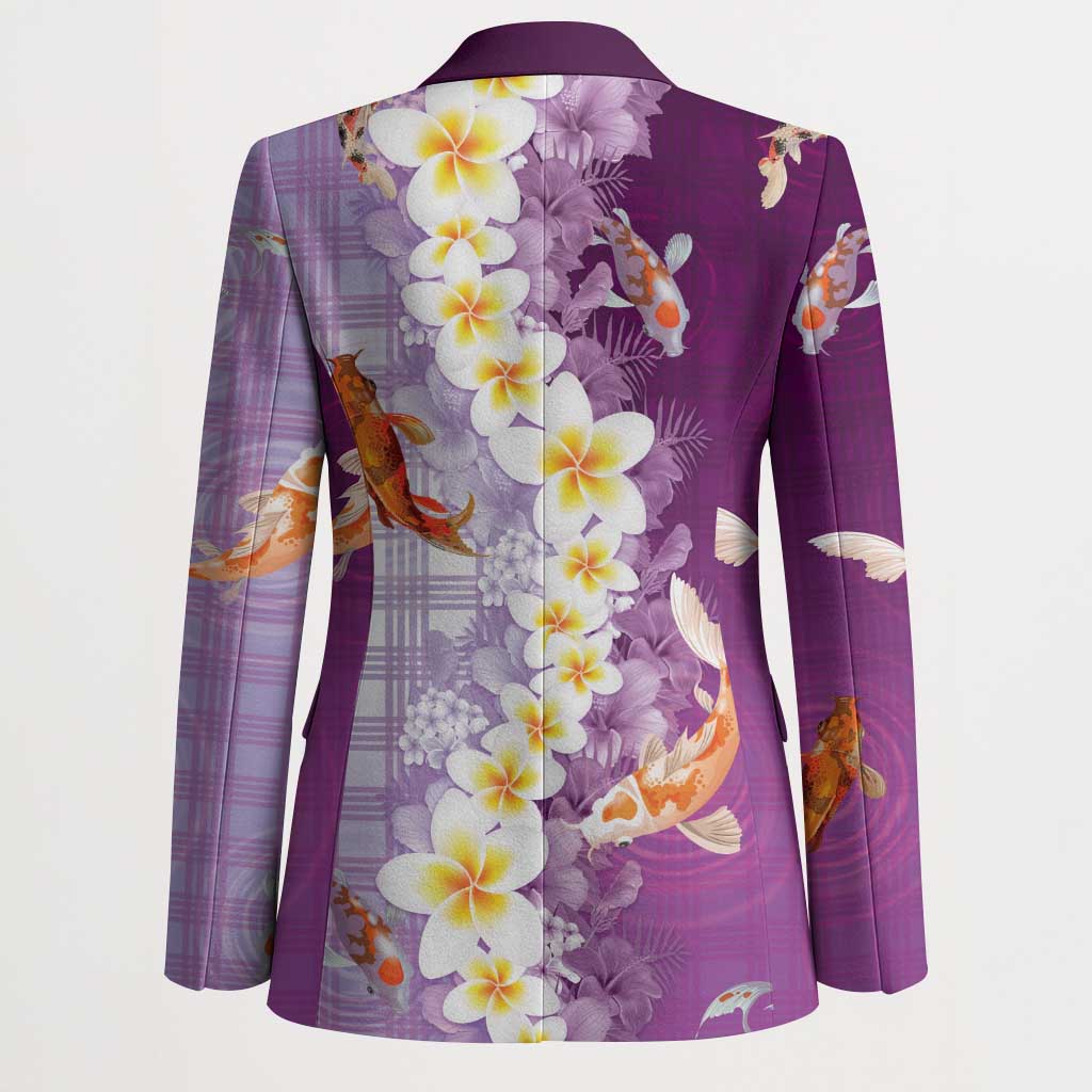 Hawaii And Japan Blazer Plumeria Lei With Koi Fish Purple LT05 - Polynesian Pride