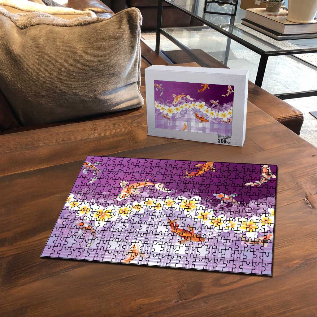 Hawaii And Japan Puzzle Plumeria Lei With Koi Fish Purple LT05 - Polynesian Pride