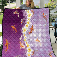 Hawaii And Japan Quilt Plumeria Lei With Koi Fish Purple LT05 Purple - Polynesian Pride
