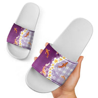 Hawaii And Japan Slide Sandals Plumeria Lei With Koi Fish Purple LT05 - Polynesian Pride