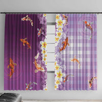 Hawaii And Japan Window Curtain Plumeria Lei With Koi Fish Purple LT05 With Hooks Purple - Polynesian Pride