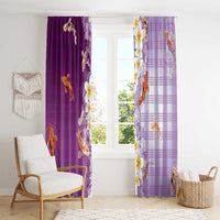 Hawaii And Japan Window Curtain Plumeria Lei With Koi Fish Purple LT05 - Polynesian Pride