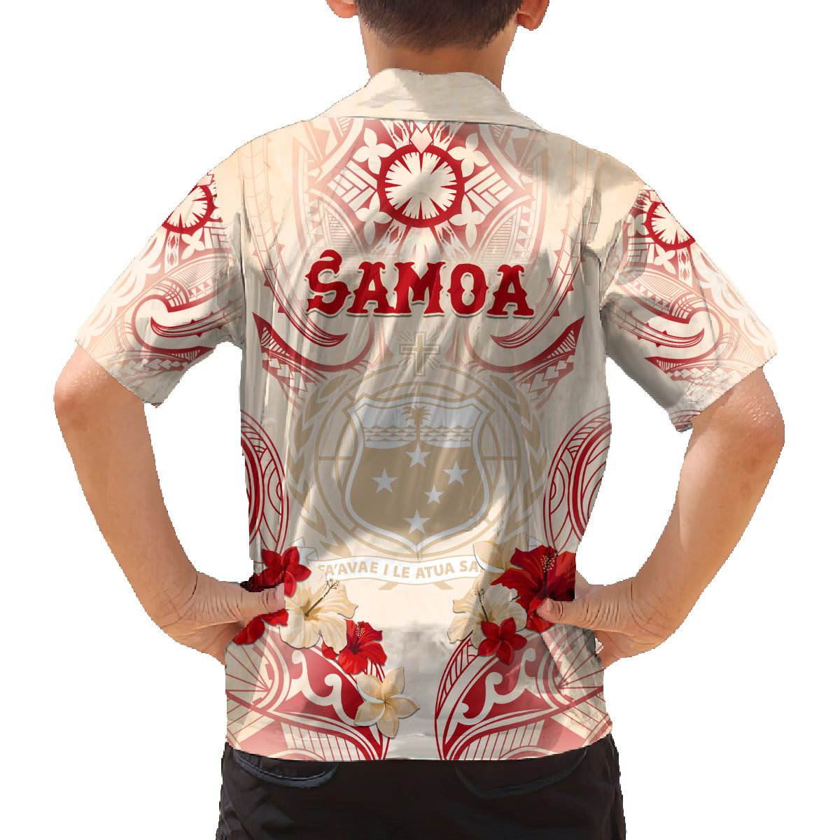 Siva Samoa Family Matching Off Shoulder Long Sleeve Dress and Hawaiian Shirt Samoan Taupou With Polynesian Pattern LT05 - Polynesian Pride