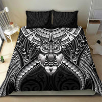 New Zealand Morepork Bedding Set Maori Pattern Black