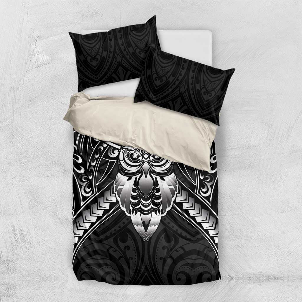 New Zealand Morepork Bedding Set Maori Pattern Black