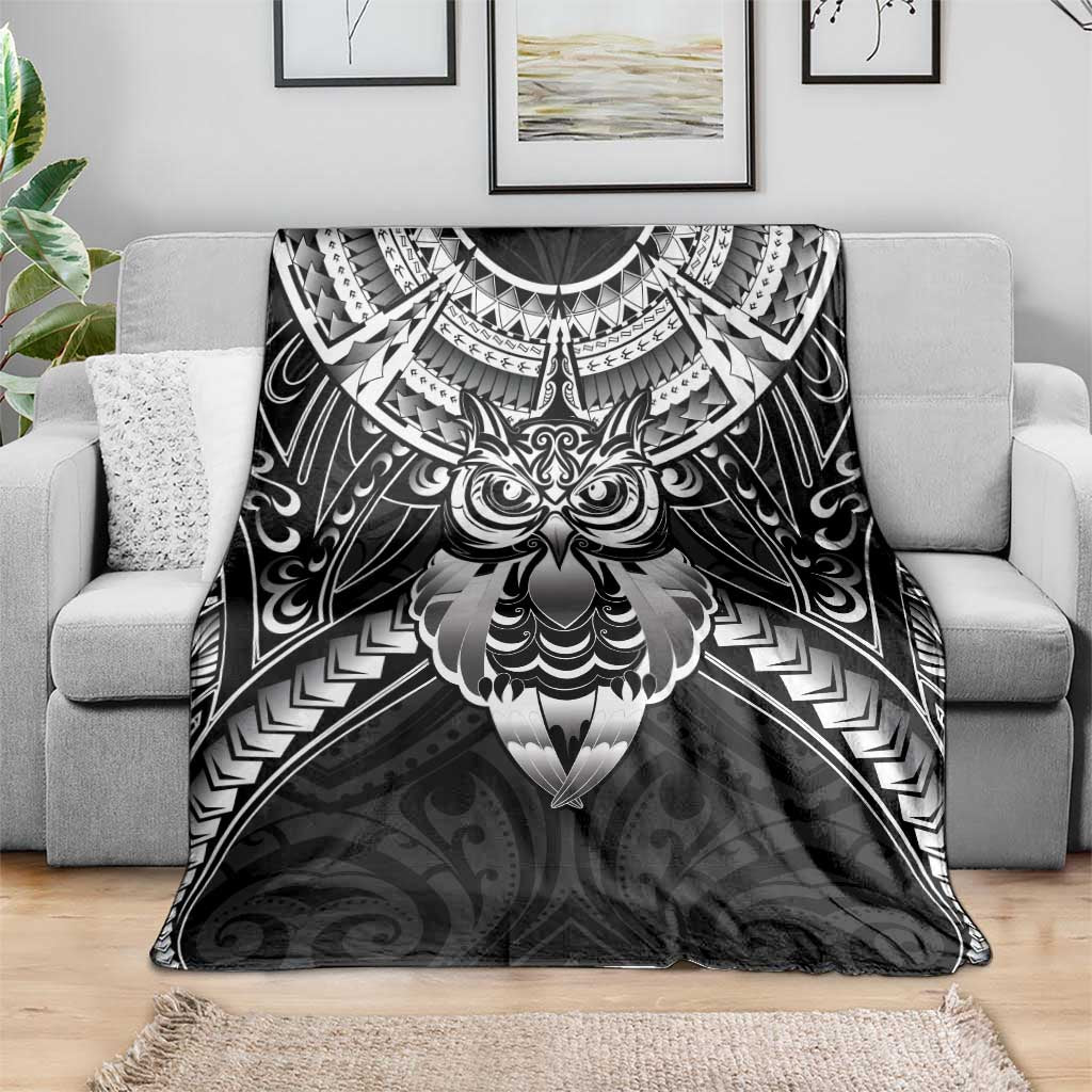 New Zealand Morepork Blanket Maori Pattern Black LT05 - Polynesian Pride