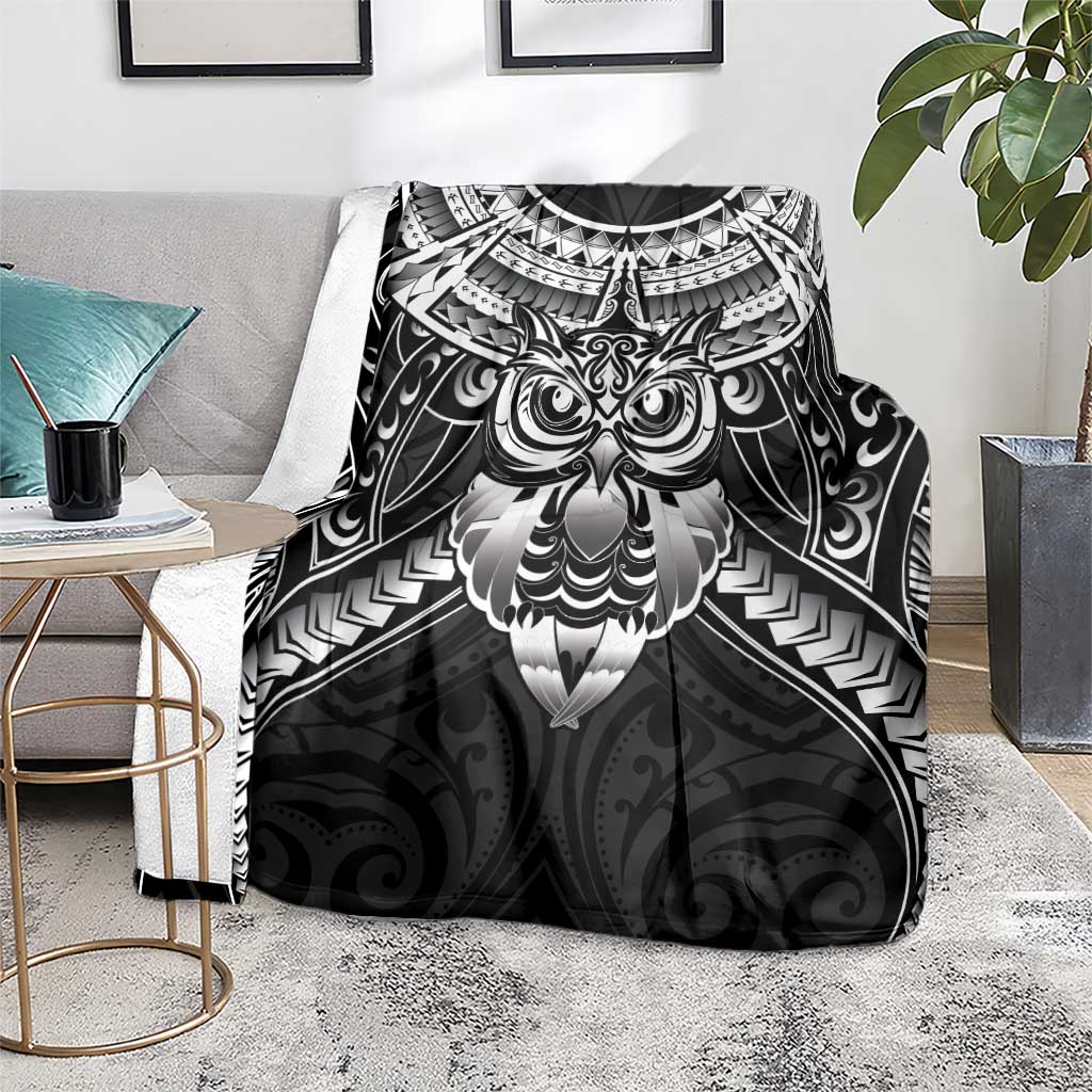 New Zealand Morepork Blanket Maori Pattern Black LT05 - Polynesian Pride