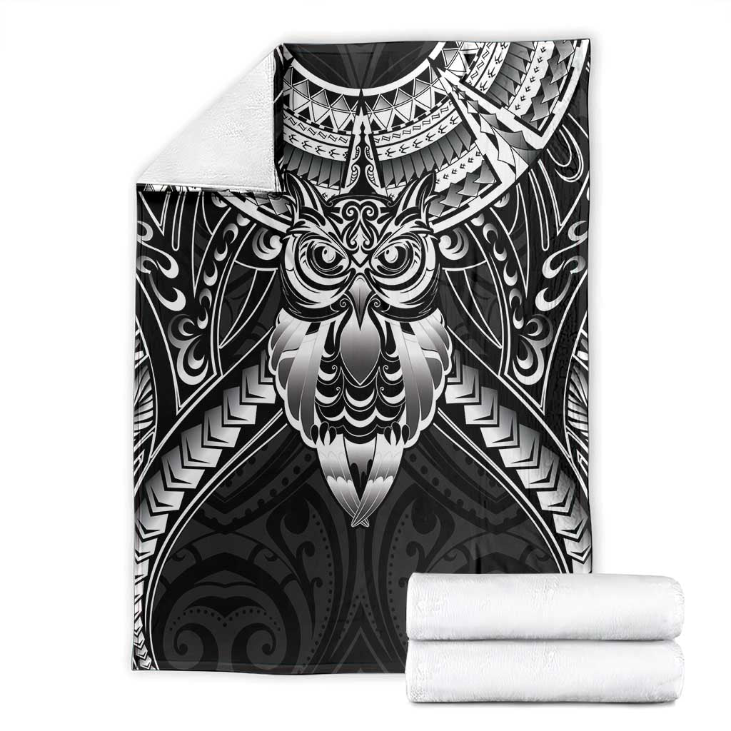 New Zealand Morepork Blanket Maori Pattern Black LT05 - Polynesian Pride