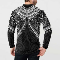 New Zealand Morepork Button Sweatshirt Maori Pattern Black LT05 - Polynesian Pride