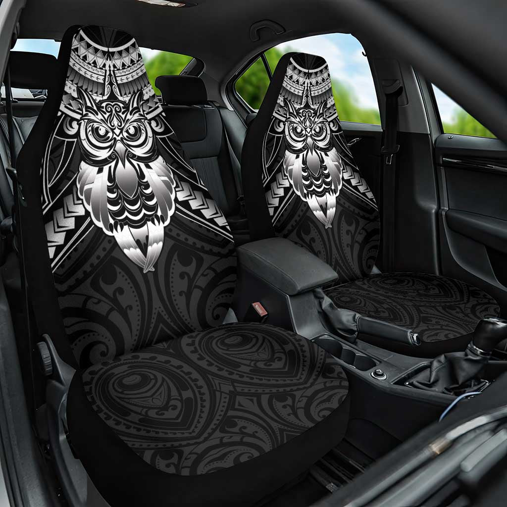 New Zealand Morepork Car Seat Cover Maori Pattern Black