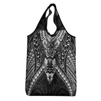 New Zealand Morepork Grocery Bag Maori Pattern Black