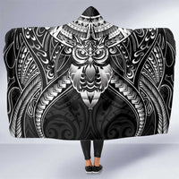 New Zealand Morepork Hooded Blanket Maori Pattern Black
