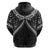 New Zealand Morepork Hoodie Maori Pattern Black