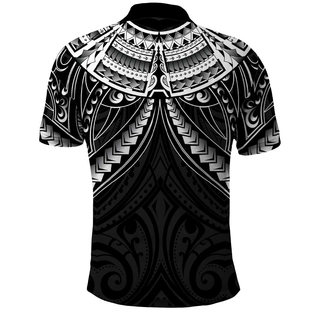 New Zealand Morepork Polo Shirt Maori Pattern Black