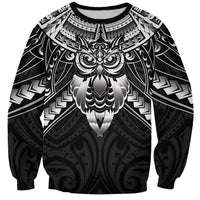 New Zealand Morepork Sweatshirt Maori Pattern Black