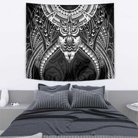 New Zealand Morepork Tapestry Maori Pattern Black
