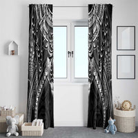 New Zealand Morepork Window Curtain Maori Pattern Black